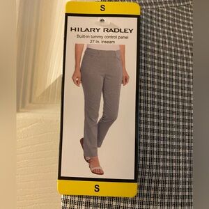 NWT Hilary Radley Women's Mid Rise Built-in Tummy Control Pants, Off-White&Black